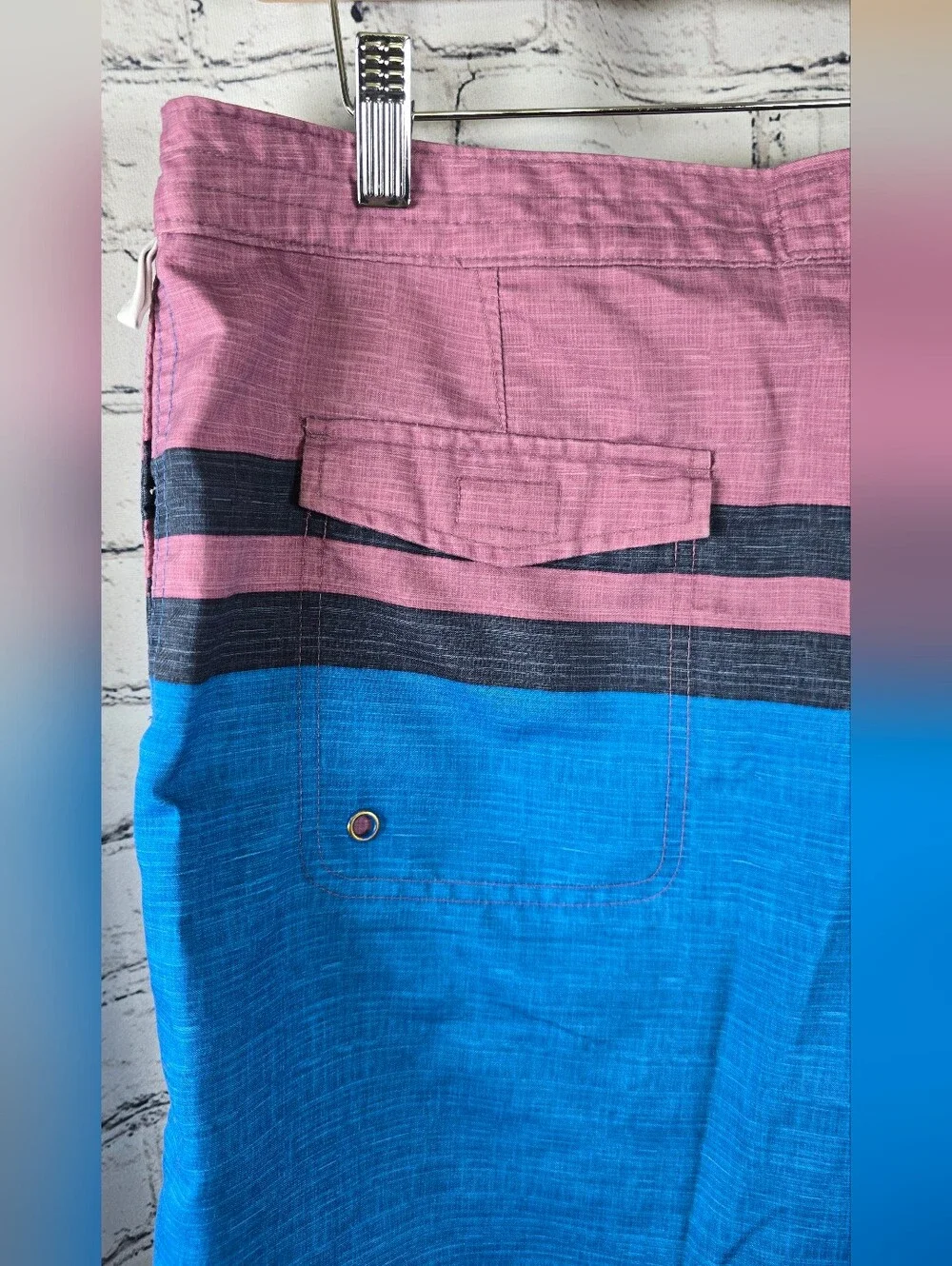 Original Penguin Men's Striped Swim‎ Trunks Board Shorts Size 36